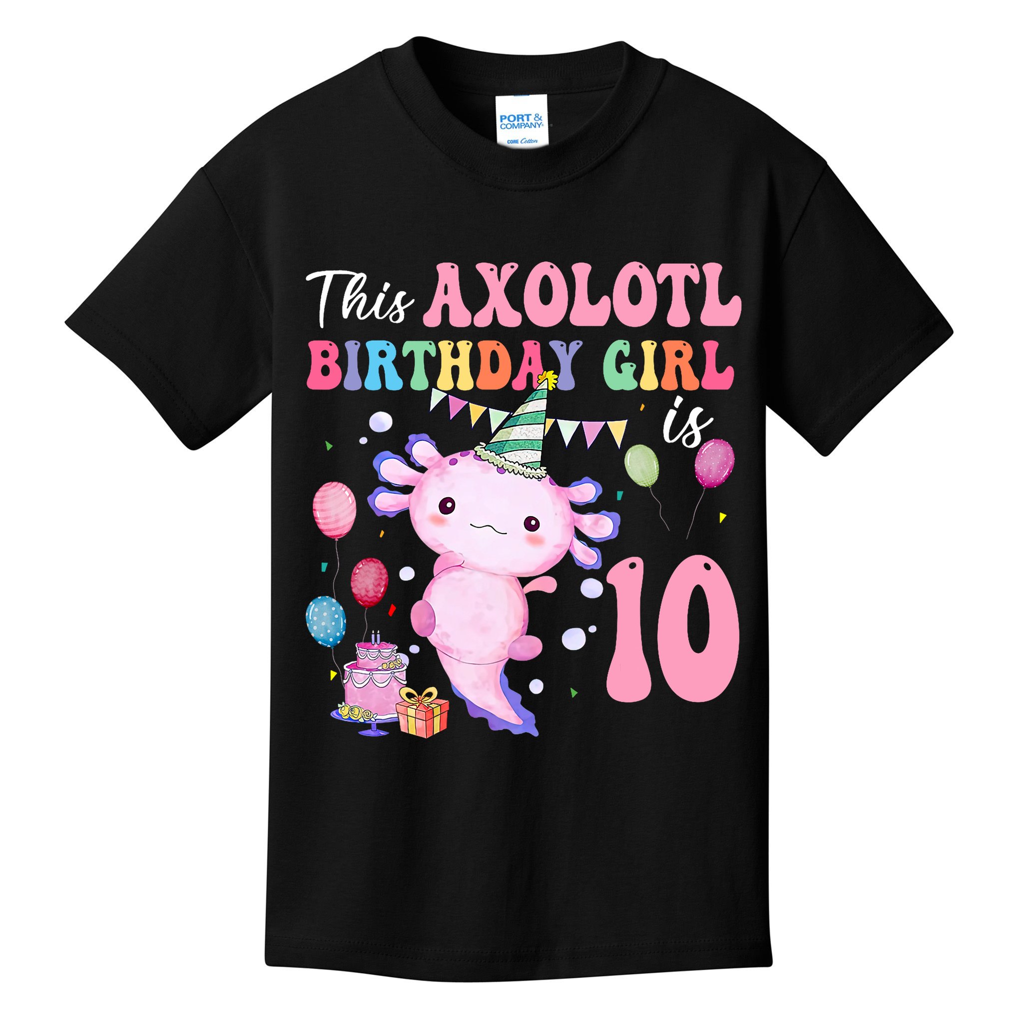 This Axolotl Birthday Girl Is 10 Years Old 10th Bday Party Kids T-Shirt