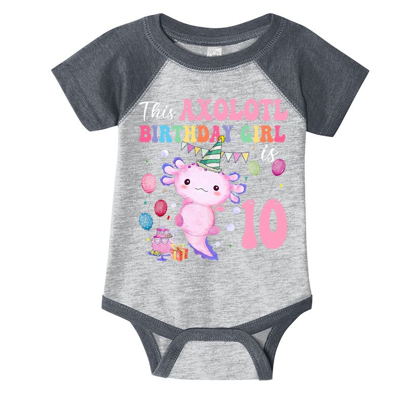 This Axolotl Birthday Girl Is 10 Years Old 10th Bday Party Infant Baby Jersey Bodysuit