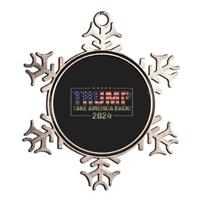 Take America Back American Flag Trump 2024 Metallic Star Ornament