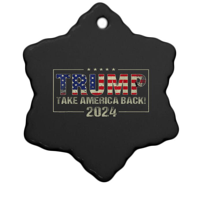 Take America Back American Flag Trump 2024 Ceramic Star Ornament