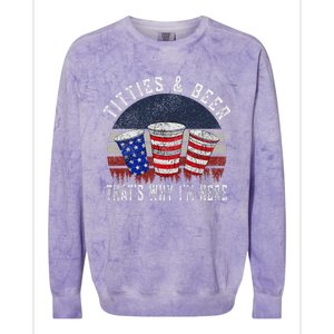 Titties And Beer 4th Of July Fun And Humor Colorblast Crewneck Sweatshirt