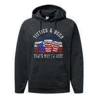 Titties And Beer 4th Of July Fun And Humor Performance Fleece Hoodie