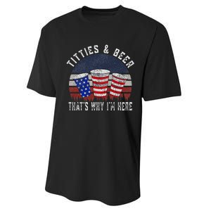 Titties And Beer 4th Of July Fun And Humor Performance Sprint T-Shirt