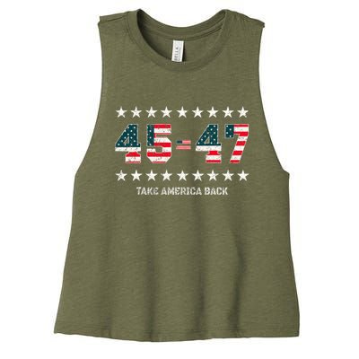 Take America Back Trump 2024 Stars 45 47 Usa President Women's Racerback Cropped Tank