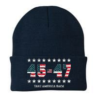 Take America Back Trump 2024 Stars 45 47 Usa President Knit Cap Winter Beanie