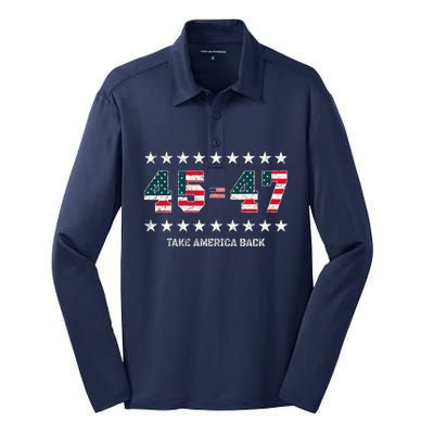 Take America Back Trump 2024 Stars 45 47 Usa President Silk Touch Performance Long Sleeve Polo