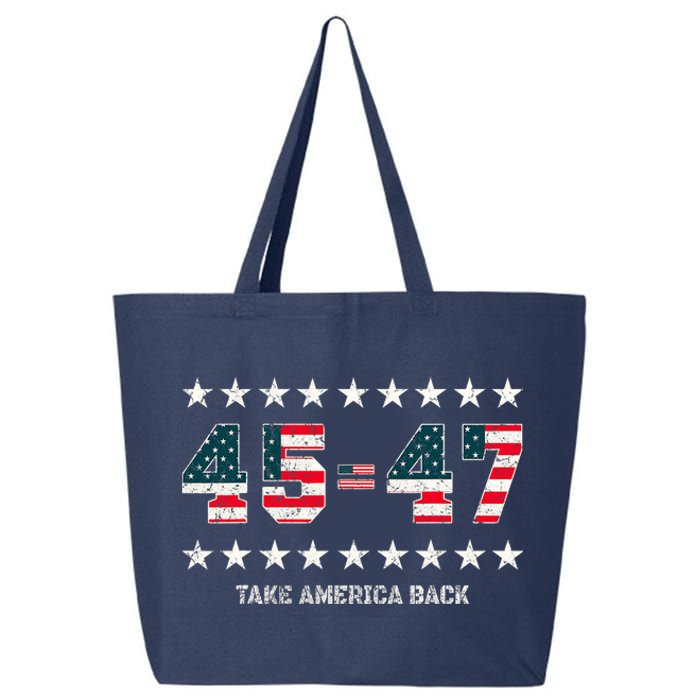 Take America Back Trump 2024 Stars 45 47 Usa President 25L Jumbo Tote