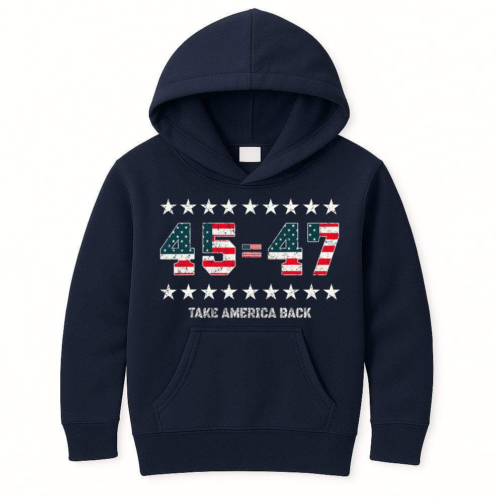 Take America Back Trump 2024 Stars 45 47 Usa President Kids Hoodie