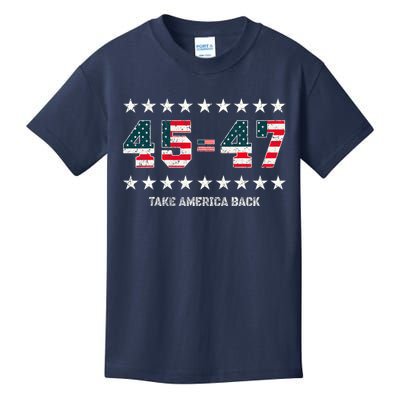 Take America Back Trump 2024 Stars 45 47 Usa President Kids T-Shirt