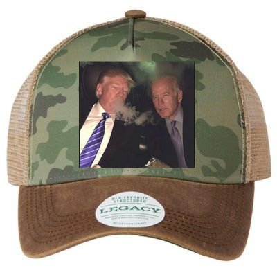 Trump And Biden Smoking Weed Legacy Tie Dye Trucker Hat