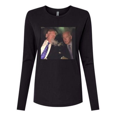 Trump And Biden Smoking Weed Womens Cotton Relaxed Long Sleeve T-Shirt