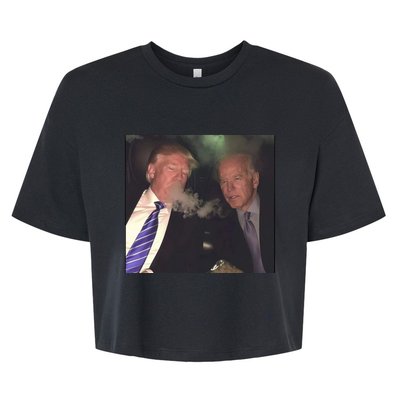 Trump And Biden Smoking Weed Bella+Canvas Jersey Crop Tee