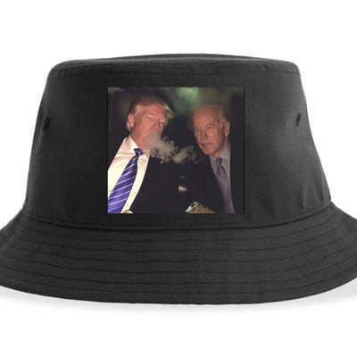 Trump And Biden Smoking Weed Sustainable Bucket Hat