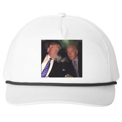 Trump And Biden Smoking Weed Snapback Five-Panel Rope Hat