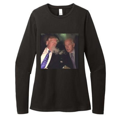 Trump And Biden Smoking Weed Womens CVC Long Sleeve Shirt