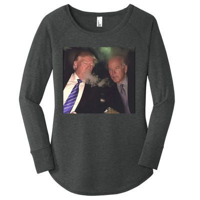 Trump And Biden Smoking Weed Women's Perfect Tri Tunic Long Sleeve Shirt