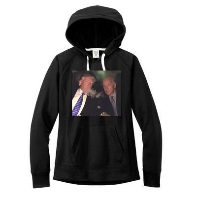 Trump And Biden Smoking Weed Women's Fleece Hoodie