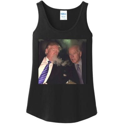 Trump And Biden Smoking Weed Ladies Essential Tank