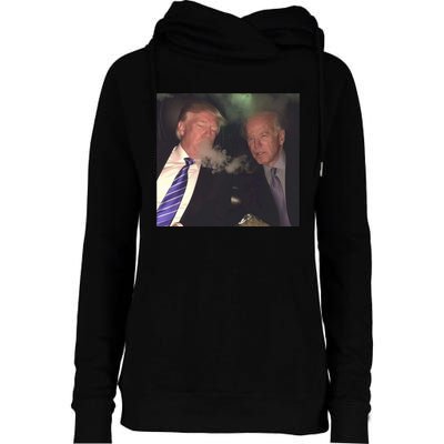 Trump And Biden Smoking Weed Womens Funnel Neck Pullover Hood