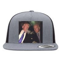 Trump And Biden Smoking Weed Flat Bill Trucker Hat