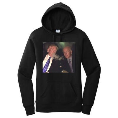 Trump And Biden Smoking Weed Women's Pullover Hoodie