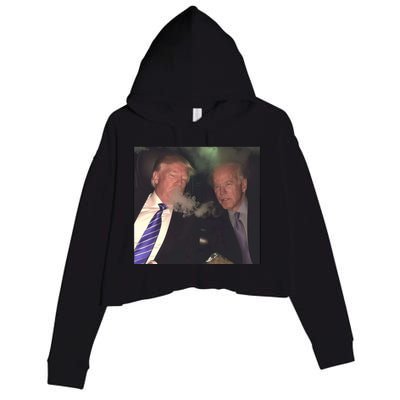 Trump And Biden Smoking Weed Crop Fleece Hoodie