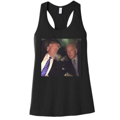 Trump And Biden Smoking Weed Women's Racerback Tank