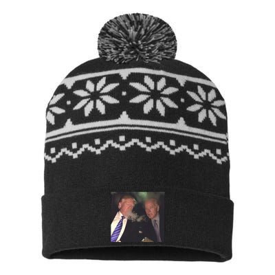 Trump And Biden Smoking Weed USA-Made Snowflake Beanie