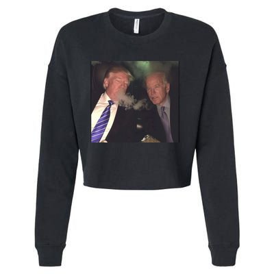 Trump And Biden Smoking Weed Cropped Pullover Crew