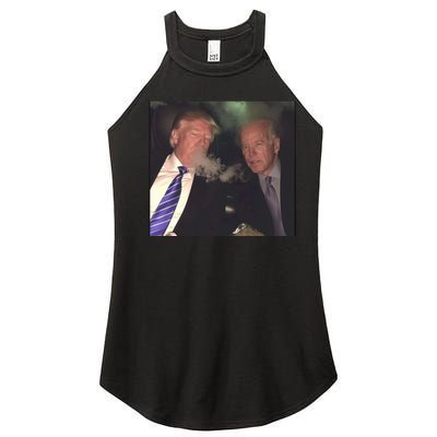 Trump And Biden Smoking Weed Women's Perfect Tri Rocker Tank