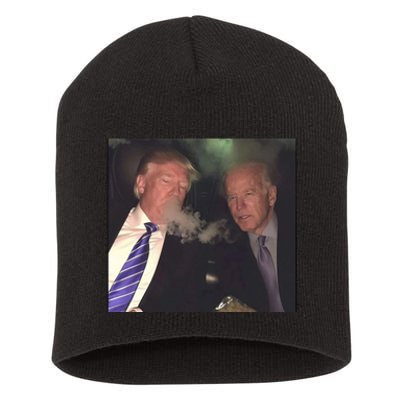 Trump And Biden Smoking Weed Short Acrylic Beanie