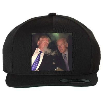 Trump And Biden Smoking Weed Wool Snapback Cap