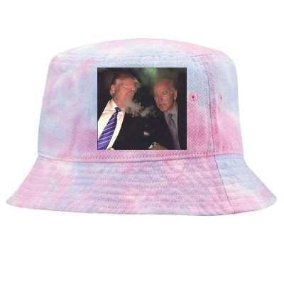 Trump And Biden Smoking Weed Tie-Dyed Bucket Hat