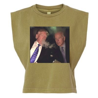 Trump And Biden Smoking Weed Garment-Dyed Women's Muscle Tee