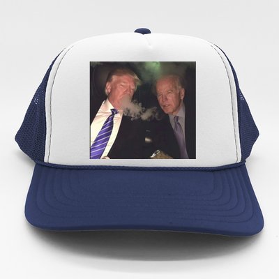 Trump And Biden Smoking Weed Trucker Hat