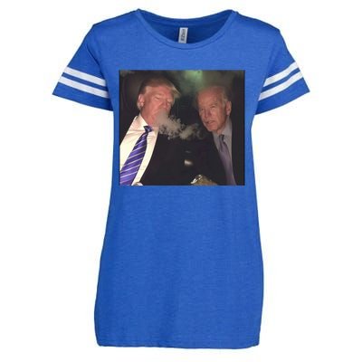 Trump And Biden Smoking Weed Enza Ladies Jersey Football T-Shirt