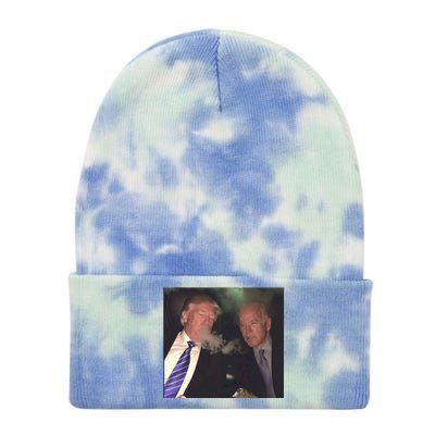 Trump And Biden Smoking Weed Tie Dye 12in Knit Beanie