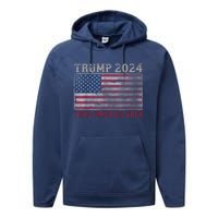 Take America Back Vintage Faded Trump 2024 Performance Fleece Hoodie