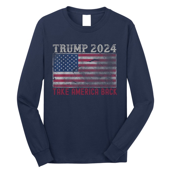 Take America Back Vintage Faded Trump 2024 Long Sleeve Shirt