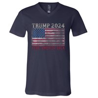 Take America Back Vintage Faded Trump 2024 V-Neck T-Shirt