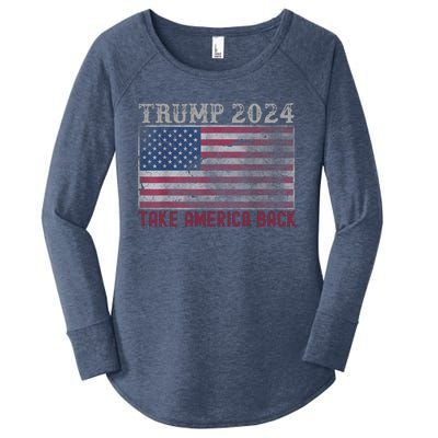 Take America Back Vintage Faded Trump 2024 Women's Perfect Tri Tunic Long Sleeve Shirt