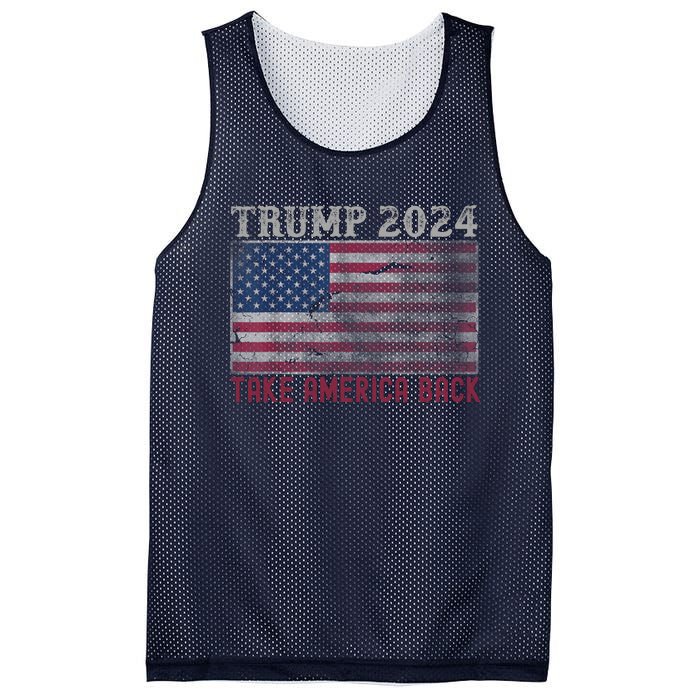 Take America Back Vintage Faded Trump 2024 Mesh Reversible Basketball Jersey Tank