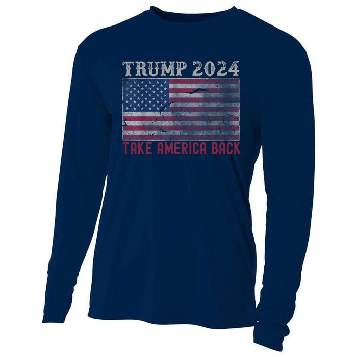 Take America Back Vintage Faded Trump 2024 Cooling Performance Long Sleeve Crew