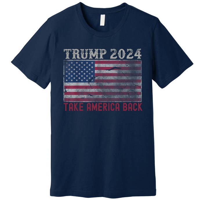 Take America Back Vintage Faded Trump 2024 Premium T-Shirt