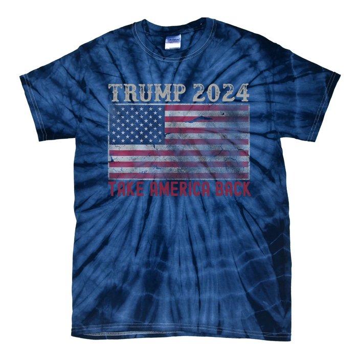 Take America Back Vintage Faded Trump 2024 Tie-Dye T-Shirt