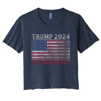 Take America Back Vintage Faded Trump 2024 Women's Crop Top Tee