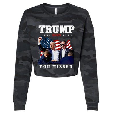 Trump Assasination Bloody Ear Bleeding Butler Pa Trump Cropped Pullover Crew