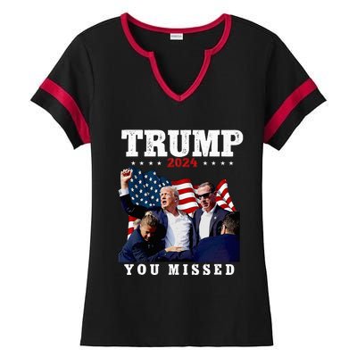 Trump Assasination Bloody Ear Bleeding Butler Pa Trump Ladies Halftime Notch Neck Tee