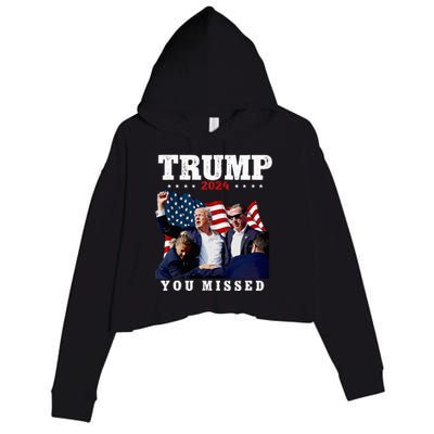 Trump Assasination Bloody Ear Bleeding Butler Pa Trump Crop Fleece Hoodie