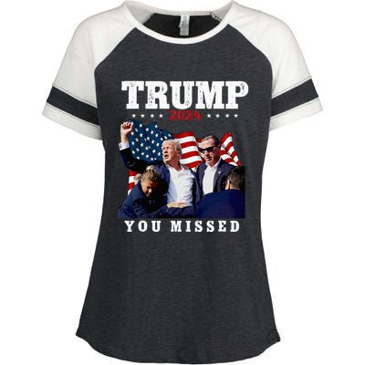 Trump Assasination Bloody Ear Bleeding Butler Pa Trump Enza Ladies Jersey Colorblock Tee